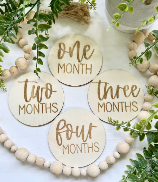 Monthly Milestone Discs, Wooden Monthly Markers, Monthly Wooden Discs, Baby Monthly Milestones